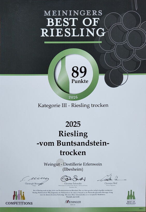 Auszeichnung Meiningers Best of Riesling